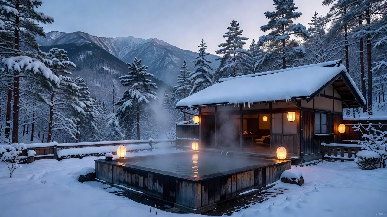 雪山の温泉