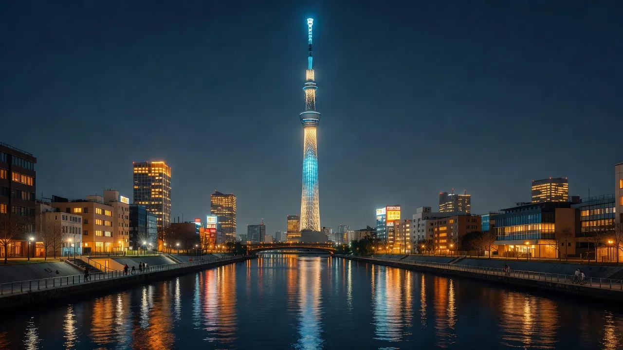 東京の夜景とスカイツリー